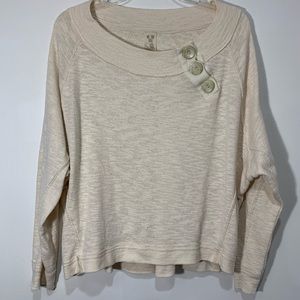 We The Free knit pullover Top cream buttons Medium